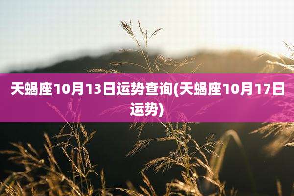 天蝎座10月13日运势查询(天蝎座10月17日运势)