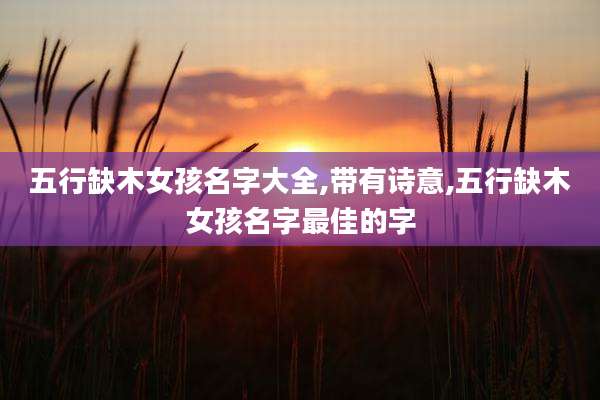 五行缺木女孩名字大全,带有诗意,五行缺木女孩名字最佳的字