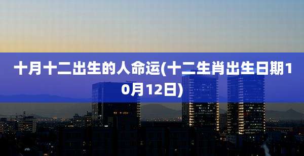 十月十二出生的人命运(十二生肖出生日期10月12日)