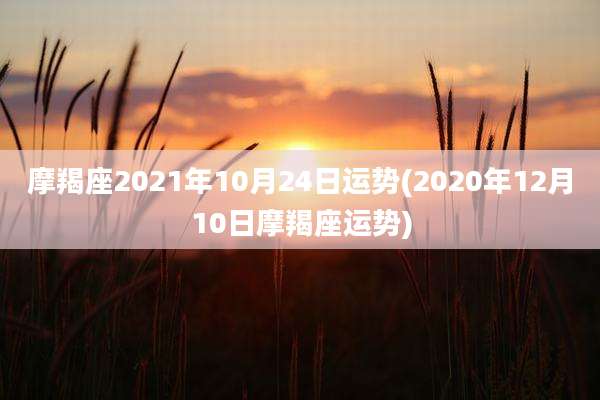 摩羯座2021年10月24日运势(2020年12月10日摩羯座运势)