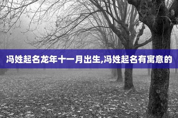冯姓起名龙年十一月出生,冯姓起名有寓意的