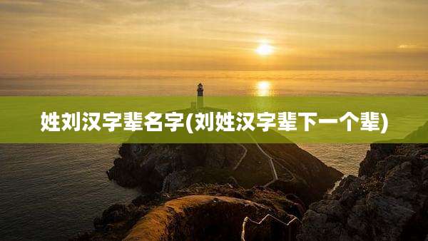 姓刘汉字辈名字(刘姓汉字辈下一个辈)