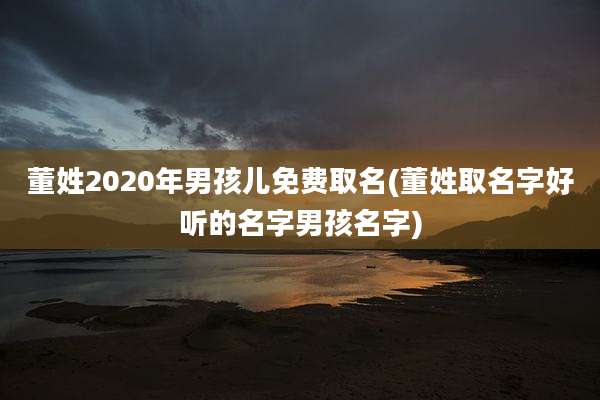 董姓2020年男孩儿免费取名(董姓取名字好听的名字男孩名字)