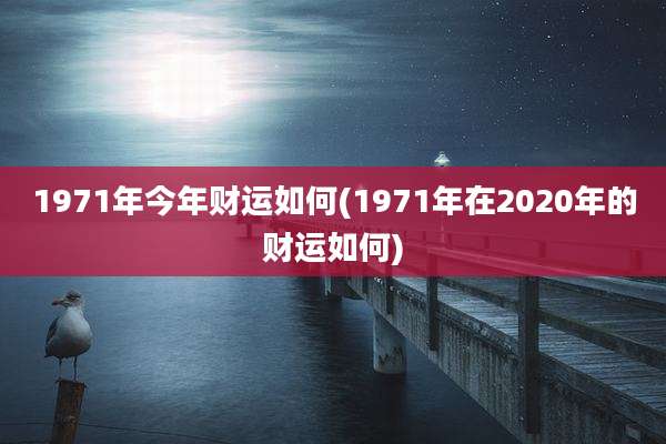 1971年今年财运如何(1971年在2020年的财运如何)
