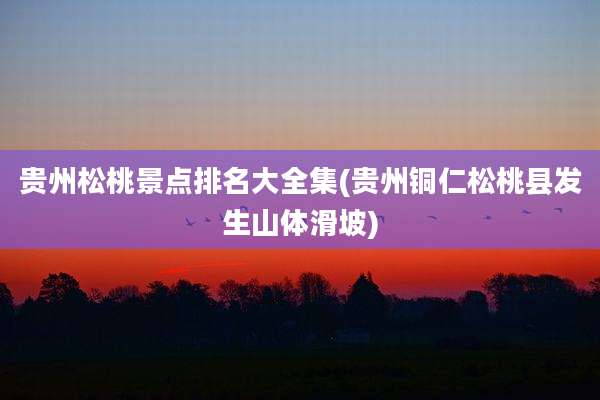 贵州松桃景点排名大全集(贵州铜仁松桃县发生山体滑坡)
