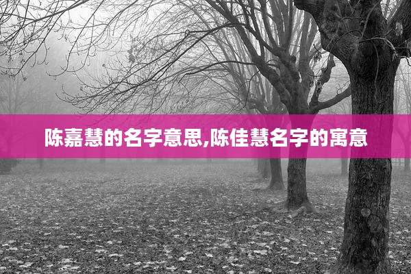 陈嘉慧的名字意思,陈佳慧名字的寓意