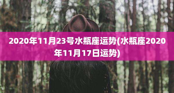 2020年11月23号水瓶座运势(水瓶座2020年11月17日运势)