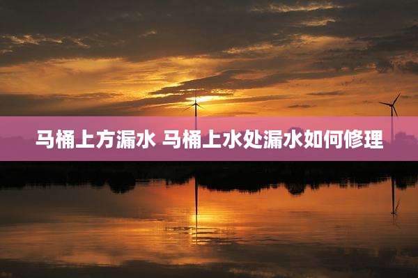 马桶上方漏水 马桶上水处漏水如何修理
