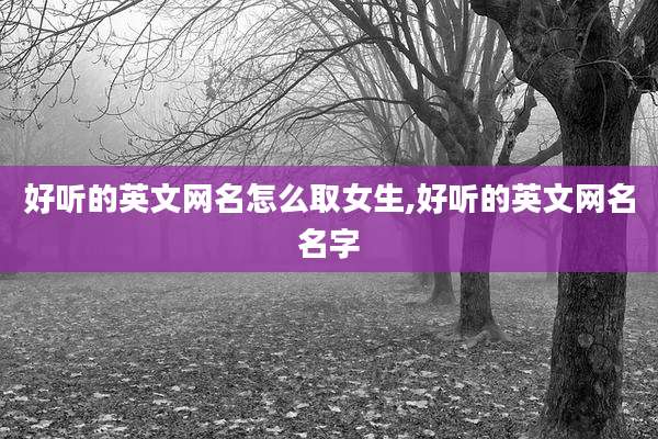 好听的英文网名怎么取女生,好听的英文网名名字