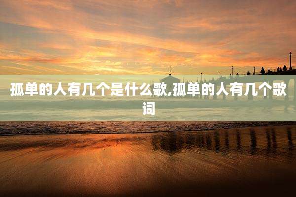 孤单的人有几个是什么歌,孤单的人有几个歌词