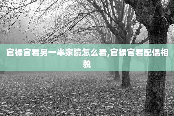 官禄宫看另一半家境怎么看,官禄宫看配偶相貌