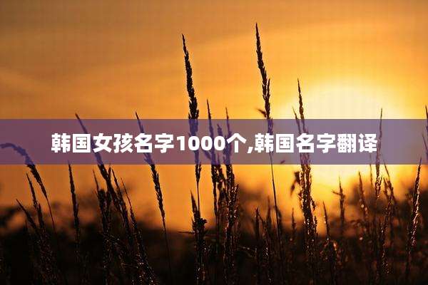 韩国女孩名字1000个,韩国名字翻译