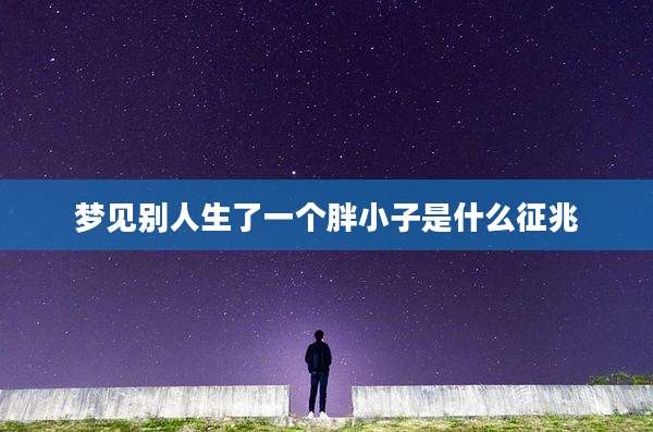 梦见别人生了一个胖小子是什么征兆