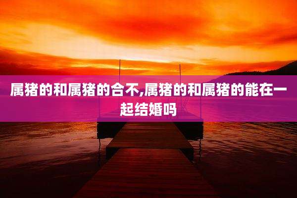 属猪的和属猪的合不,属猪的和属猪的能在一起结婚吗