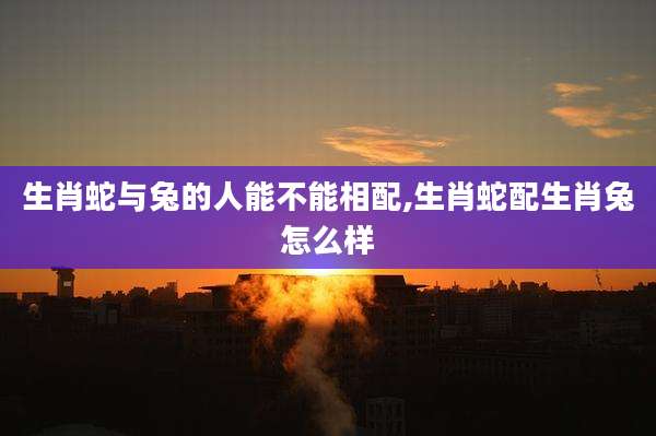 生肖蛇与兔的人能不能相配,生肖蛇配生肖兔怎么样
