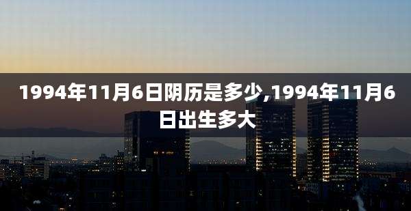 1994年11月6日阴历是多少,1994年11月6日出生多大