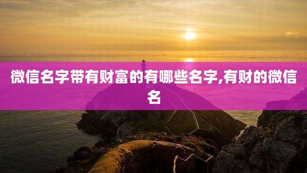微信名字带有财富的有哪些名字,有财的微信名