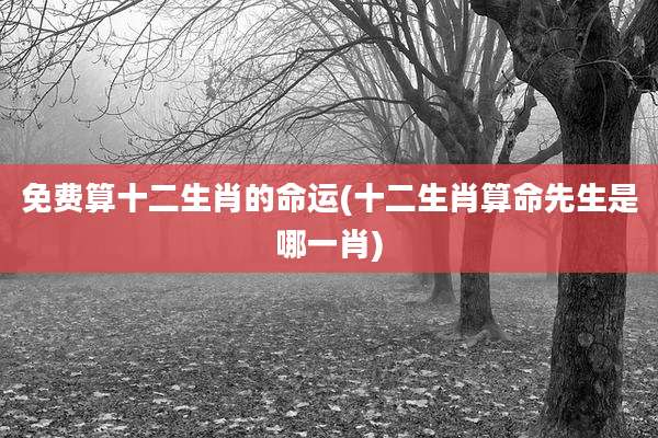 免费算十二生肖的命运(十二生肖算命先生是哪一肖)