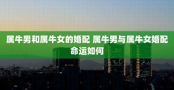属牛男和属牛女的婚配 属牛男与属牛女婚配命运如何