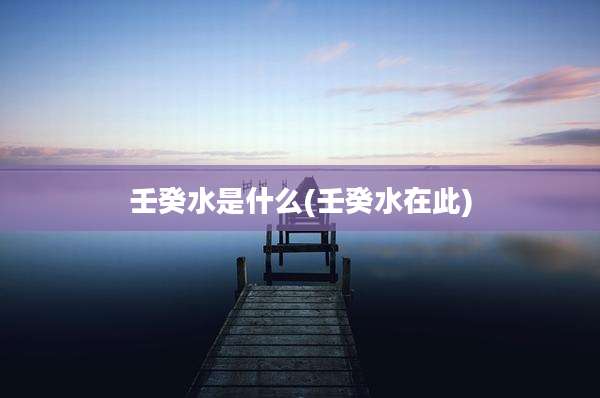 壬癸水是什么(壬癸水在此)