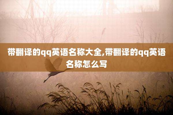 带翻译的qq英语名称大全,带翻译的qq英语名称怎么写