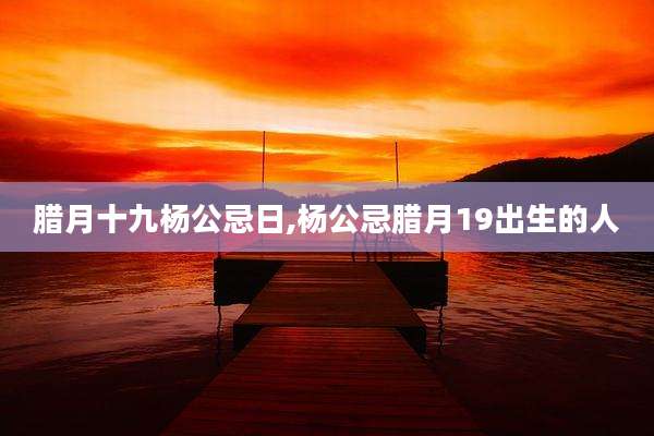 腊月十九杨公忌日,杨公忌腊月19出生的人