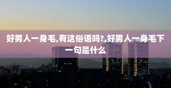 好男人一身毛,有这俗语吗?,好男人一身毛下一句是什么