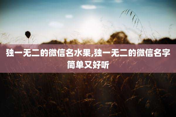 独一无二的微信名水果,独一无二的微信名字简单又好听