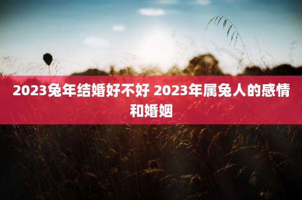 2023兔年结婚好不好 2023年属兔人的感情和婚姻