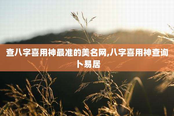 查八字喜用神最准的美名网,八字喜用神查询卜易居