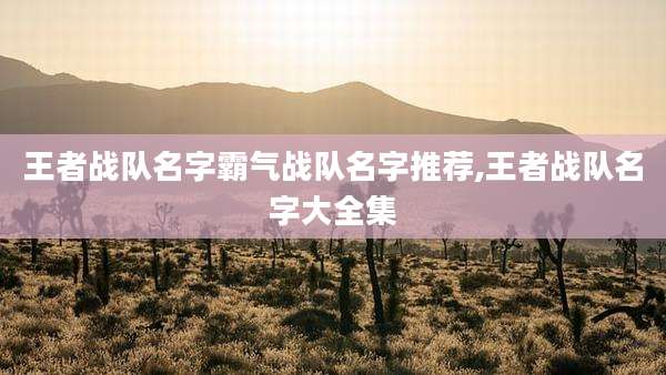 王者战队名字霸气战队名字推荐,王者战队名字大全集