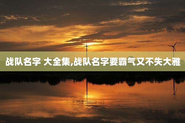 战队名字 大全集,战队名字要霸气又不失大雅