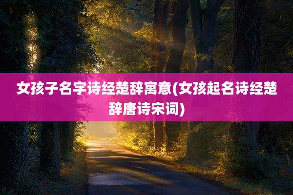 女孩子名字诗经楚辞寓意(女孩起名诗经楚辞唐诗宋词)