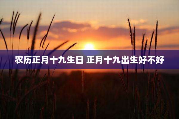农历正月十九生日 正月十九出生好不好