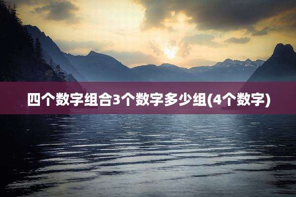 四个数字组合3个数字多少组(4个数字)