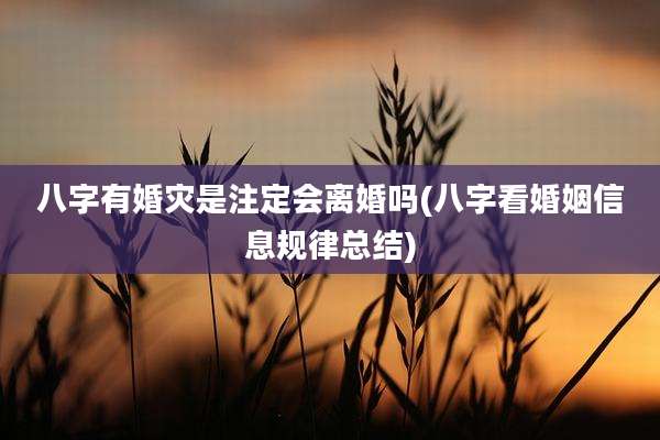 八字有婚灾是注定会离婚吗(八字看婚姻信息规律总结)