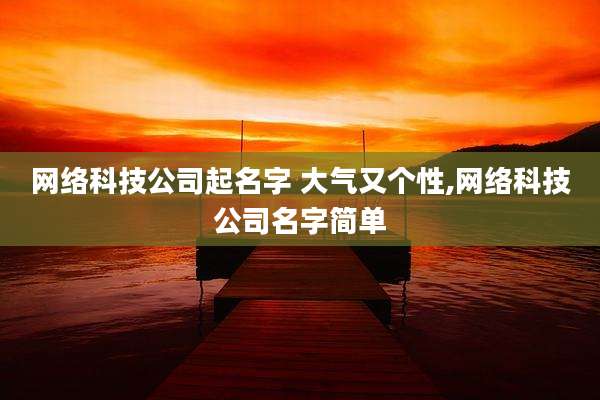 网络科技公司起名字 大气又个性,网络科技公司名字简单