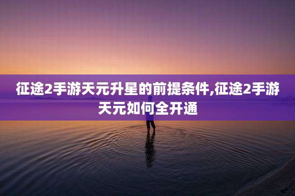 征途2手游天元升星的前提条件,征途2手游天元如何全开通