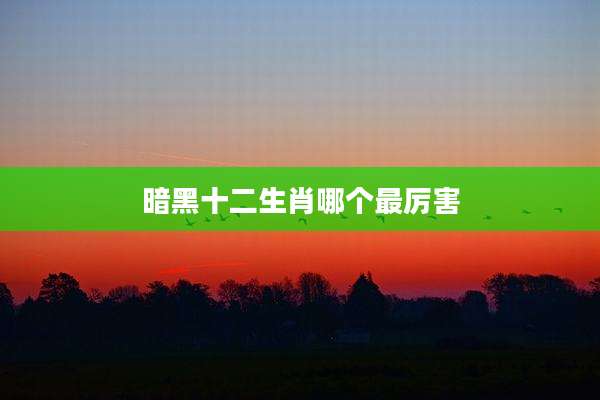 暗黑十二生肖哪个最厉害