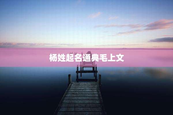 杨姓起名通典毛上文