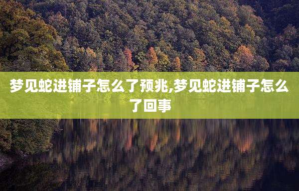 梦见蛇进铺子怎么了预兆,梦见蛇进铺子怎么了回事