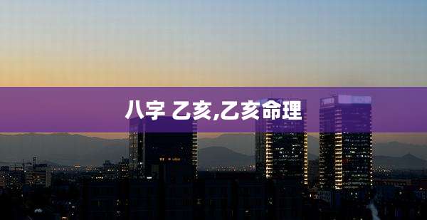 八字 乙亥,乙亥命理