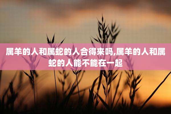 属羊的人和属蛇的人合得来吗,属羊的人和属蛇的人能不能在一起