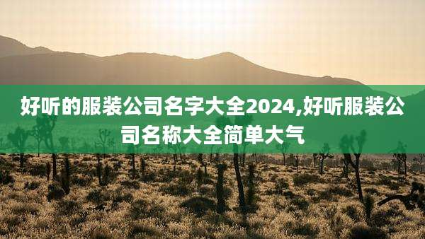 好听的服装公司名字大全2024,好听服装公司名称大全简单大气