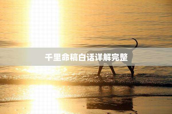 千里命稿白话详解完整