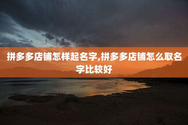 拼多多店铺怎样起名字,拼多多店铺怎么取名字比较好