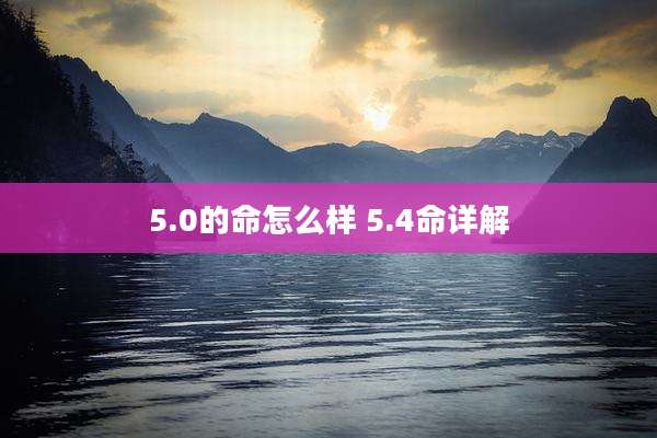5.0的命怎么样 5.4命详解