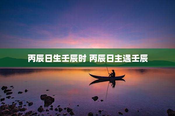 丙辰日生壬辰时 丙辰日主遇壬辰
