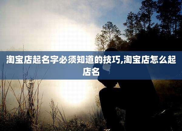 淘宝店起名字必须知道的技巧,淘宝店怎么起店名