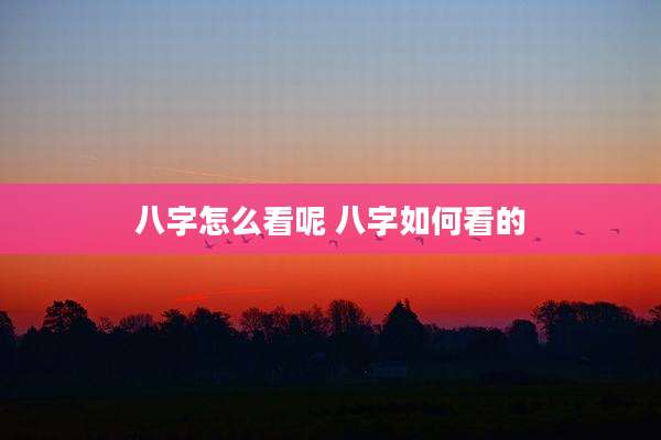八字怎么看呢 八字如何看的